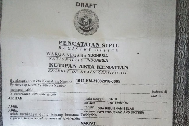 Dinyatakan Meninggal Dunia, Maryati Lapor Polisi