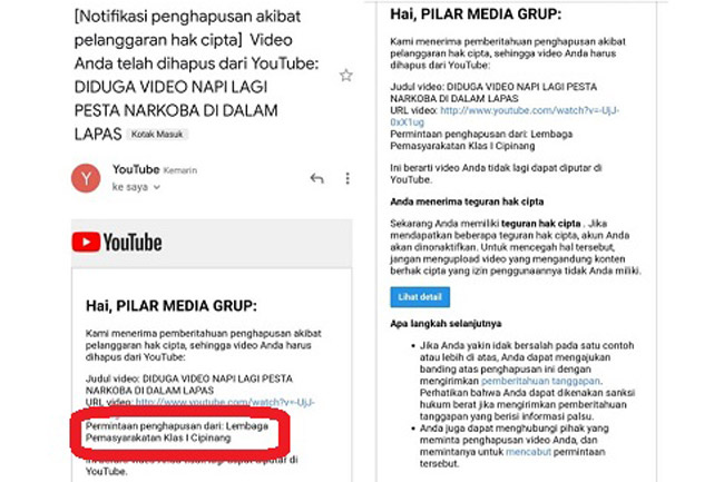 Youtube Hapus Video Napi Pesta Narkoba Diduga Atas Permintaan Lapas Cipinang
