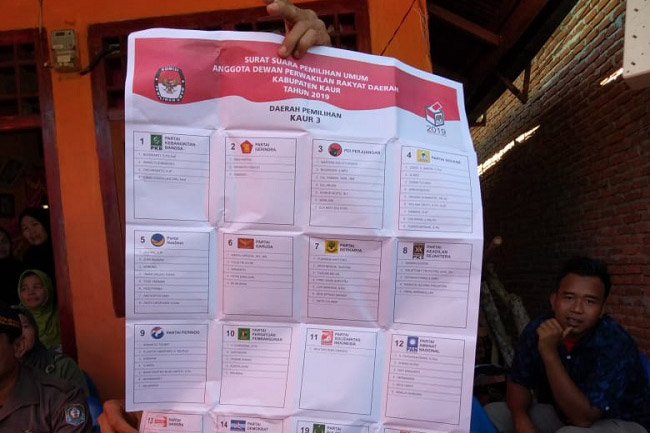 Surat Suara Caleg DPRD Kota Bengkulu TPS 21 Lingkar Barat Tertukar