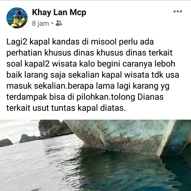 Usia Tabrak Karang di Misool Raja Ampat, KM Lamima Diduga Melarikan Diri ke Kota Sorong