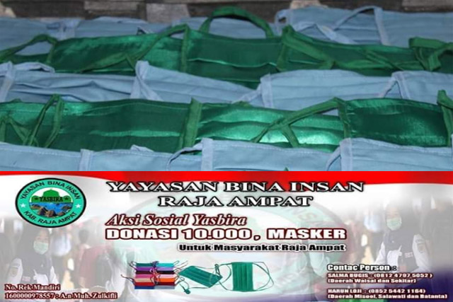 Yayasan Yasbira Raja Ampat Bagikan 10 Ribu Masker Untuk Masyarakat