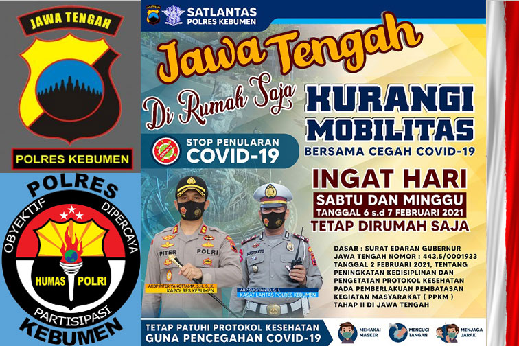 Kapolres Kebumen: Sabtu Minggu, 2 Hari Jateng di Rumah Saja
