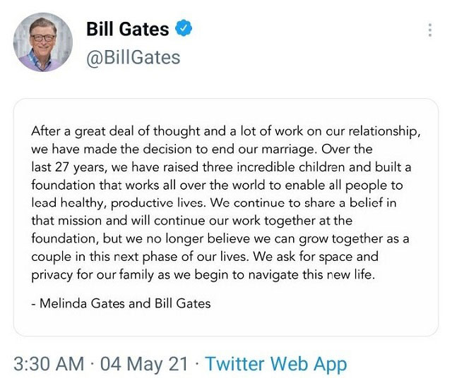 Bill Gates dan Melinda Bercerai Usai Jalani 27 Tahun Masa Pernikahan