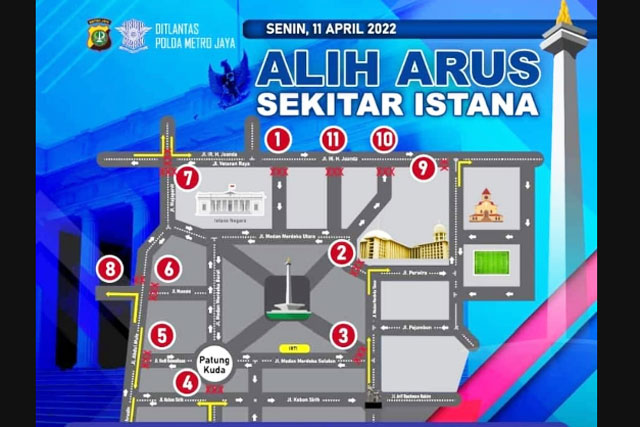 Jelang Demo 11 April 2022, Polda Metro Jaya Alihkan Arus Sekitar Istana Negara