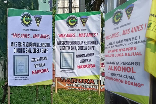 Gerakan Pemuda Islam Pasang Spanduk Omon-Omon Anies Baswedan