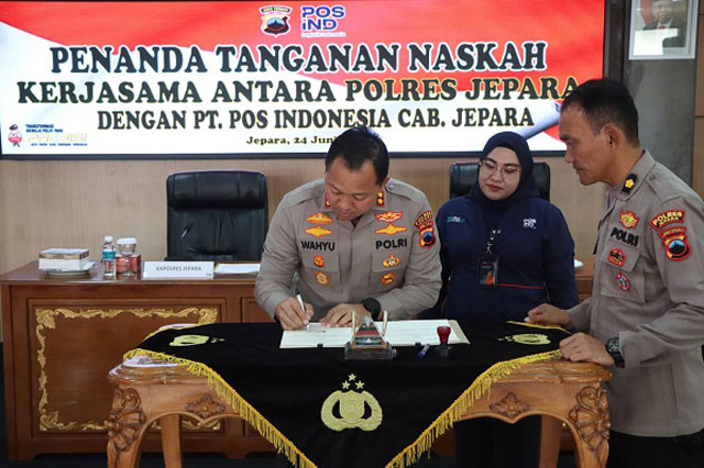 Polres Jepara Dan PT Pos Indonesia Teken MoU Pengiriman Dokumen