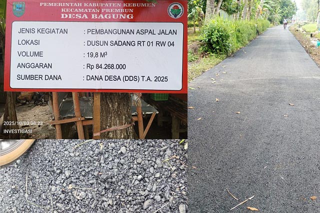 Papan Informasi Proyek Pengaspalan Desa Bagung Dikomplain Warga